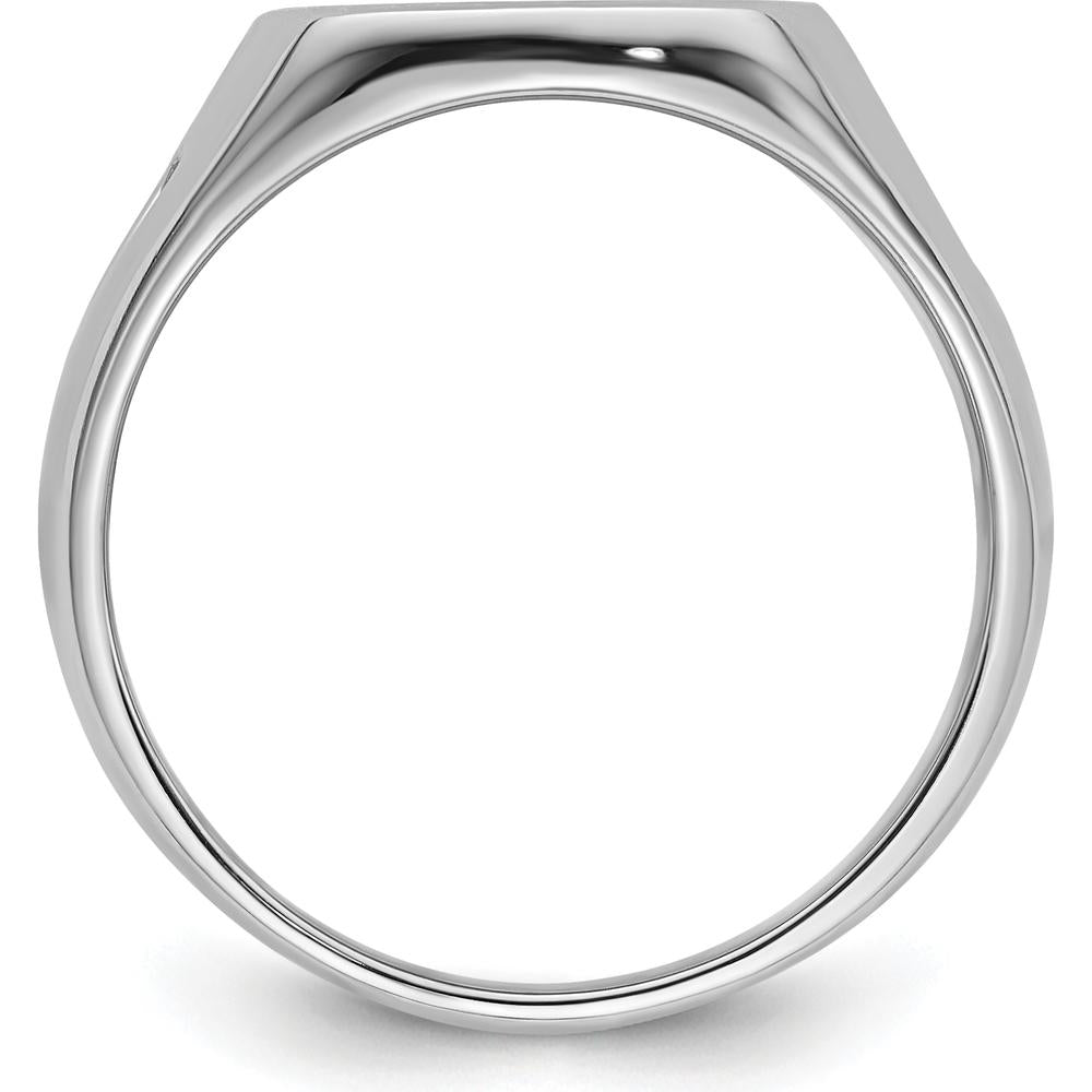 14K White Gold Men's Polished and Grooved Masonic Ring with Rhodium-Plated Finish by IBGoodman
