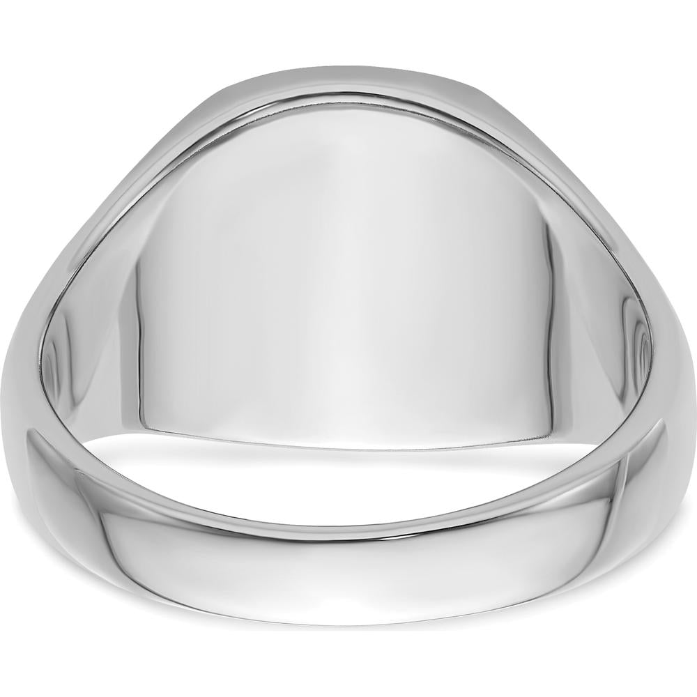 14K White Gold Men's Polished and Grooved Masonic Ring with Rhodium-Plated Finish by IBGoodman
