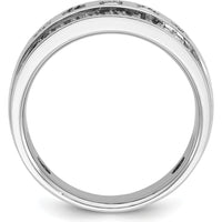 14K White Gold Men's Polished and Grooved Square 1.25 Carat AA Quality Diamond 5-Stone Ring by IBGoodman