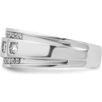 14K White Gold Men's Polished and Grooved Square 1.25 Carat AA Quality Diamond 5-Stone Ring by IBGoodman