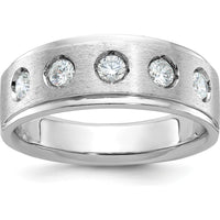 14K White Gold Men's Polished and Satin 1/2 Carat Round Diamond Band - 5 Diamonds by IBGoodman
