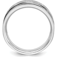 14K White Gold Men's Polished and Satin 1/2 Carat Round Diamond Band - 5 Diamonds by IBGoodman