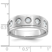 14K White Gold Men's Polished and Satin 1/2 Carat Round Diamond Band - 5 Diamonds by IBGoodman