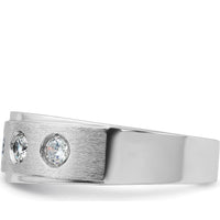 14K White Gold Men's Polished and Satin 1/2 Carat Round Diamond Band - 5 Diamonds by IBGoodman