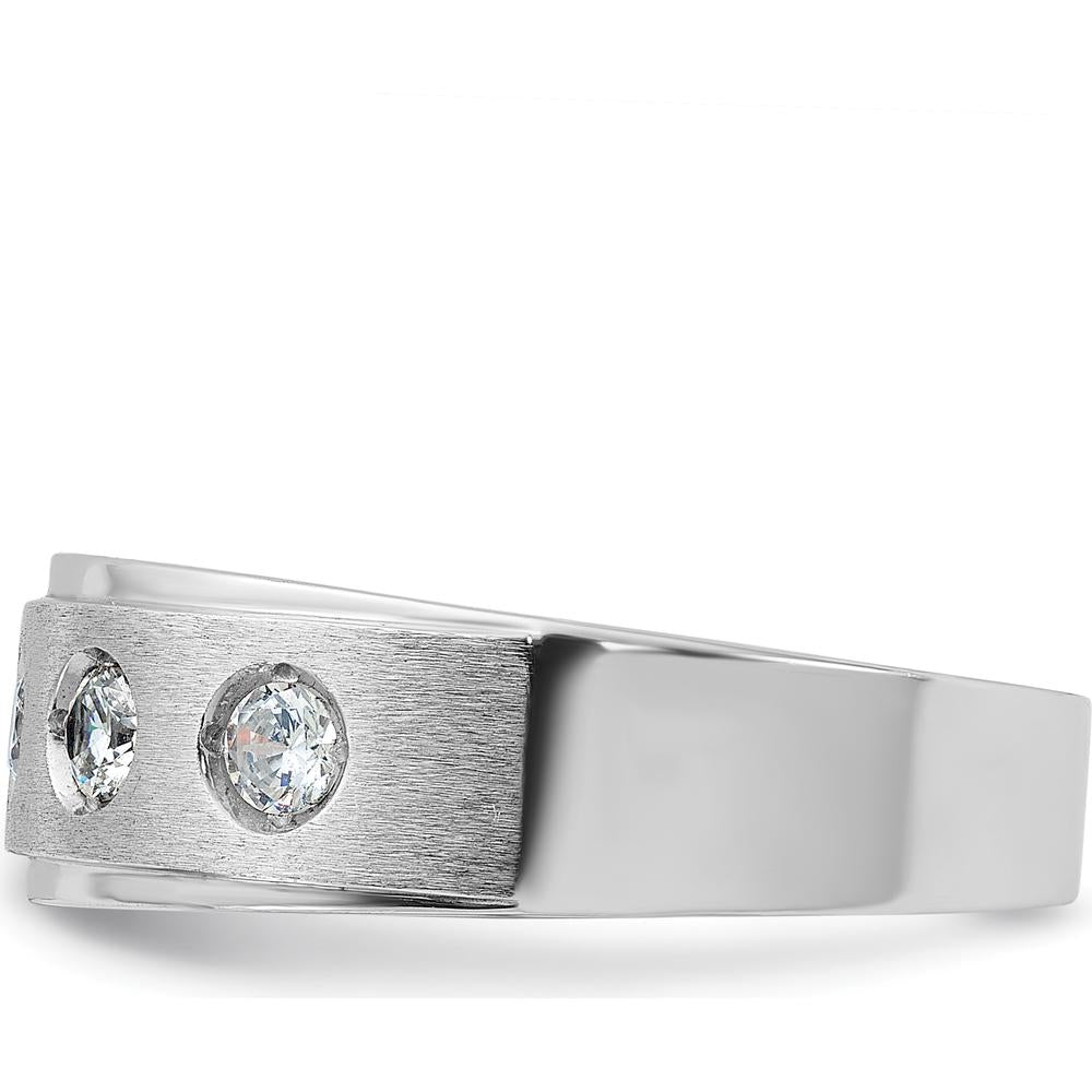 14K White Gold Men's Polished and Satin 1/2 Carat Round Diamond Band - 5 Diamonds by IBGoodman