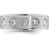 14K White Gold Men's Polished and Satin 1/2 Carat Round Diamond Band - 5 Diamonds by IBGoodman