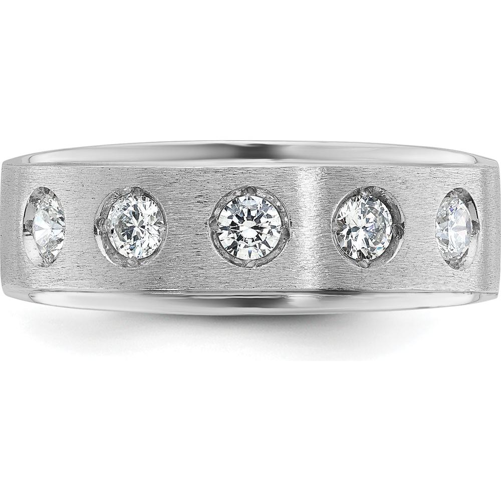 14K White Gold Men's Polished and Satin 1/2 Carat Round Diamond Band - 5 Diamonds by IBGoodman