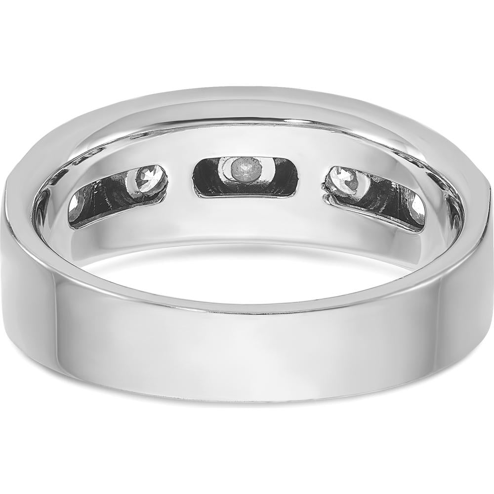 14K White Gold Men's Polished and Satin 1/2 Carat Round Diamond Band - 5 Diamonds by IBGoodman