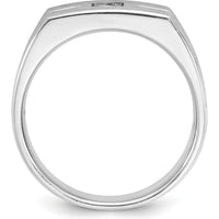 14K White Gold Men's Polished and Satin 1/4 Carat Square Diamond Ring by IBGoodman