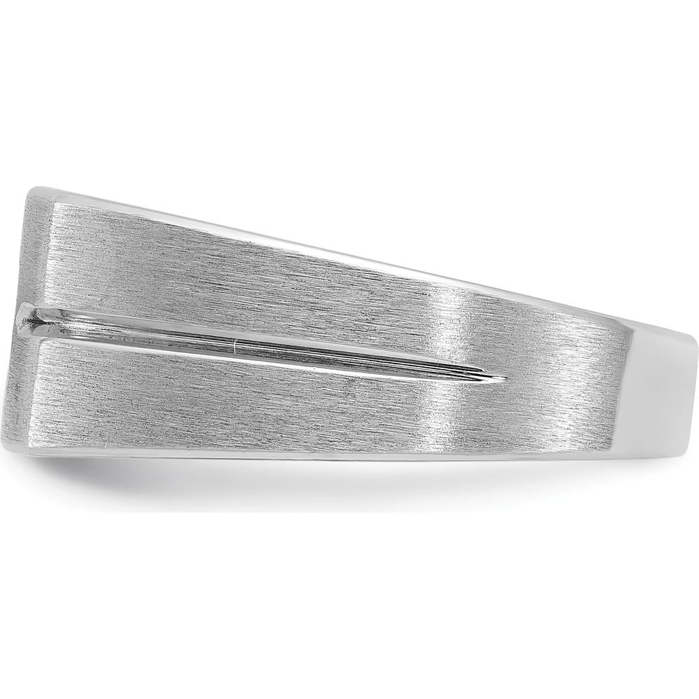 14K White Gold Men's Polished and Satin 1/4 Carat Square Diamond Ring by IBGoodman
