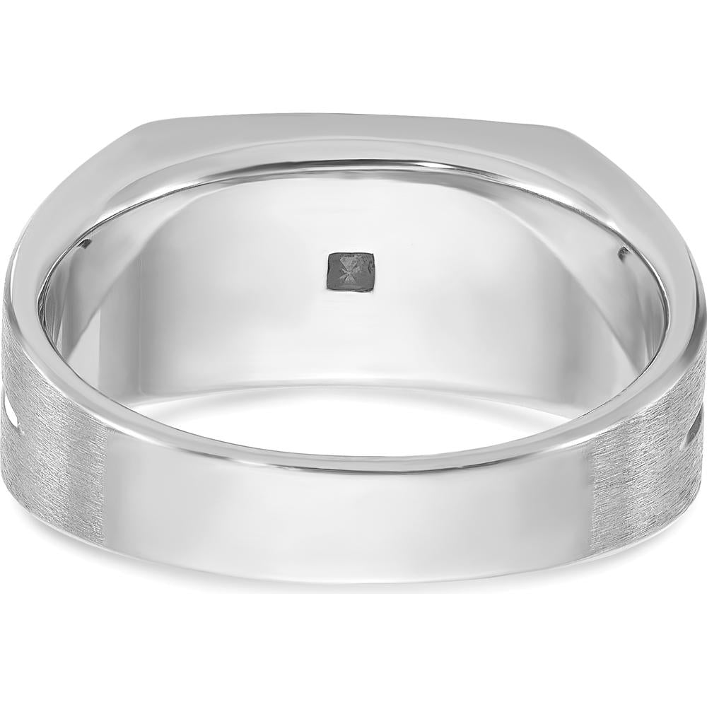 14K White Gold Men's Polished and Satin 1/4 Carat Square Diamond Ring by IBGoodman