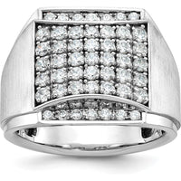 14K White Gold Men's Polished and Satin 1.5 Carat Diamond Cluster Ring by IBGoodman