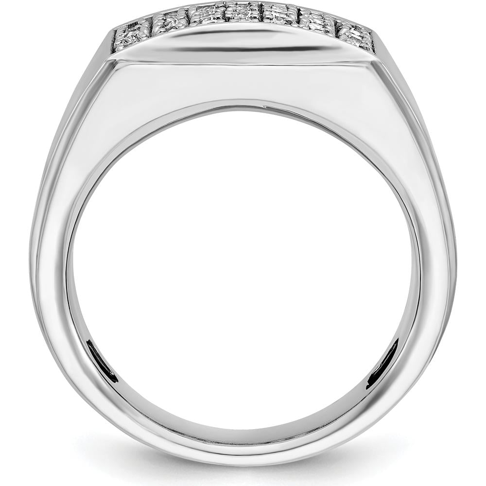 14K White Gold Men's Polished and Satin 1.5 Carat Diamond Cluster Ring by IBGoodman