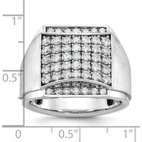 14K White Gold Men's Polished and Satin 1.5 Carat Diamond Cluster Ring by IBGoodman