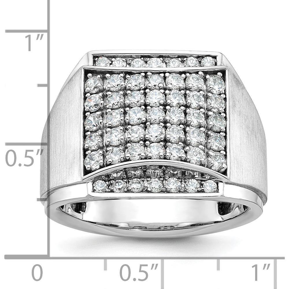 14K White Gold Men's Polished and Satin 1.5 Carat Diamond Cluster Ring by IBGoodman