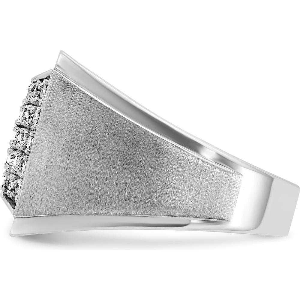 14K White Gold Men's Polished and Satin 1.5 Carat Diamond Cluster Ring by IBGoodman