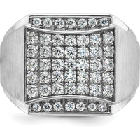14K White Gold Men's Polished and Satin 1.5 Carat Diamond Cluster Ring by IBGoodman