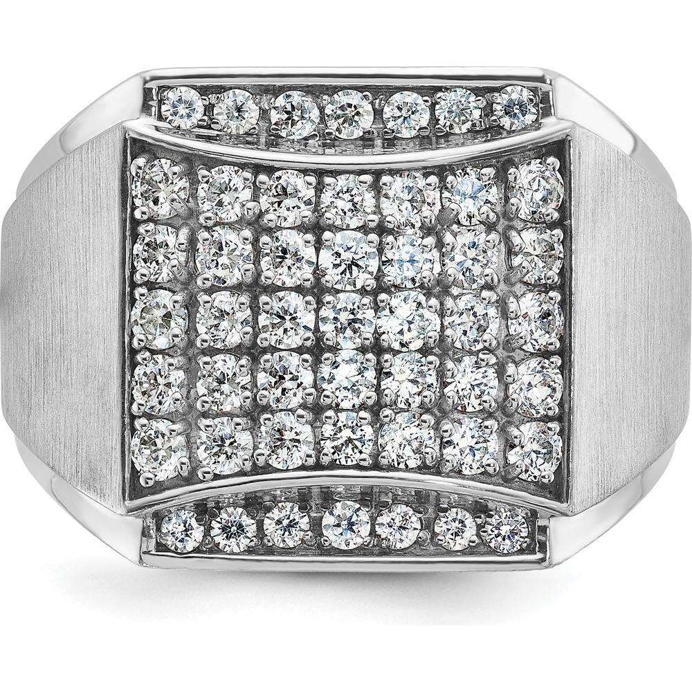 14K White Gold Men's Polished and Satin 1.5 Carat Diamond Cluster Ring by IBGoodman