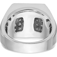 14K White Gold Men's Polished and Satin 1.5 Carat Diamond Cluster Ring by IBGoodman