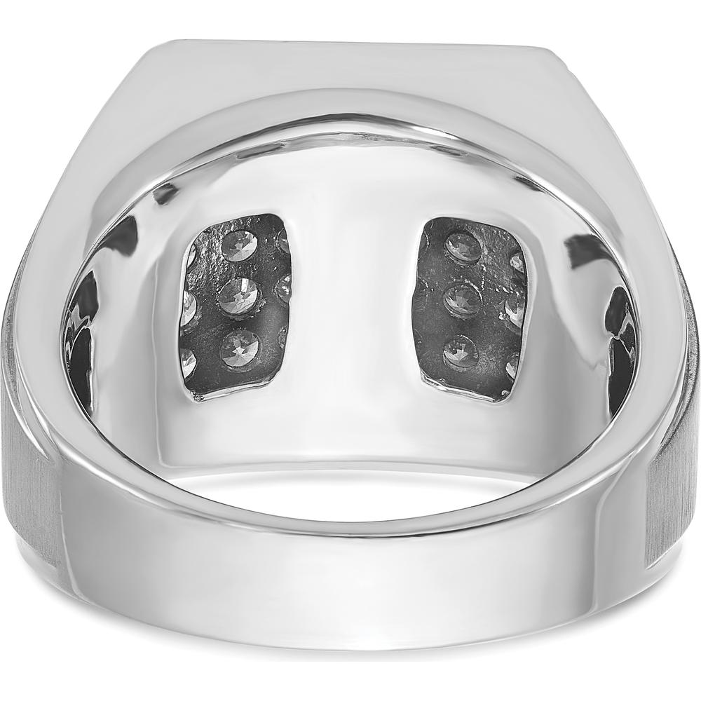 14K White Gold Men's Polished and Satin 1.5 Carat Diamond Cluster Ring by IBGoodman