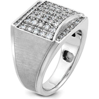 14K White Gold Men's Polished and Satin 1.5 Carat Diamond Cluster Ring by IBGoodman