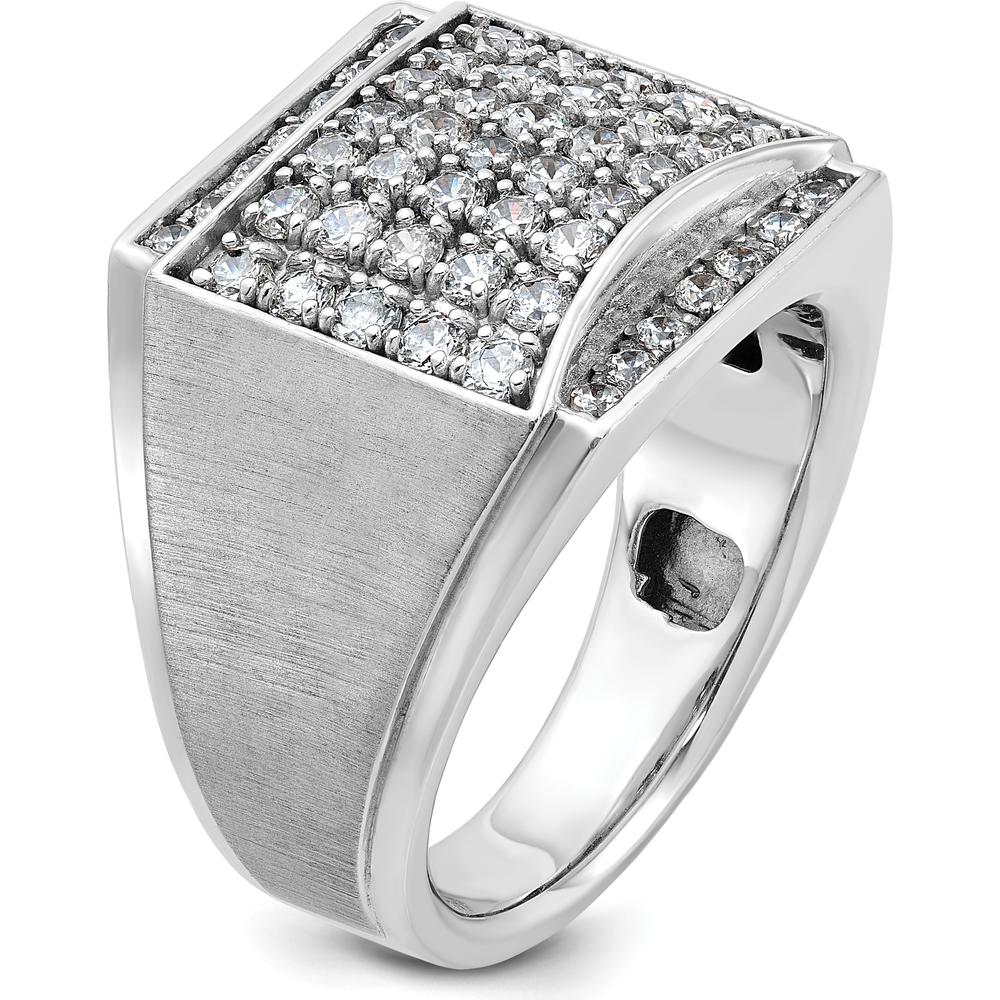 14K White Gold Men's Polished and Satin 1.5 Carat Diamond Cluster Ring by IBGoodman