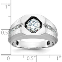 14K White Gold Men's Polished and Satin 1/5 Carat Diamond Semi-mount Ring by IBGoodman