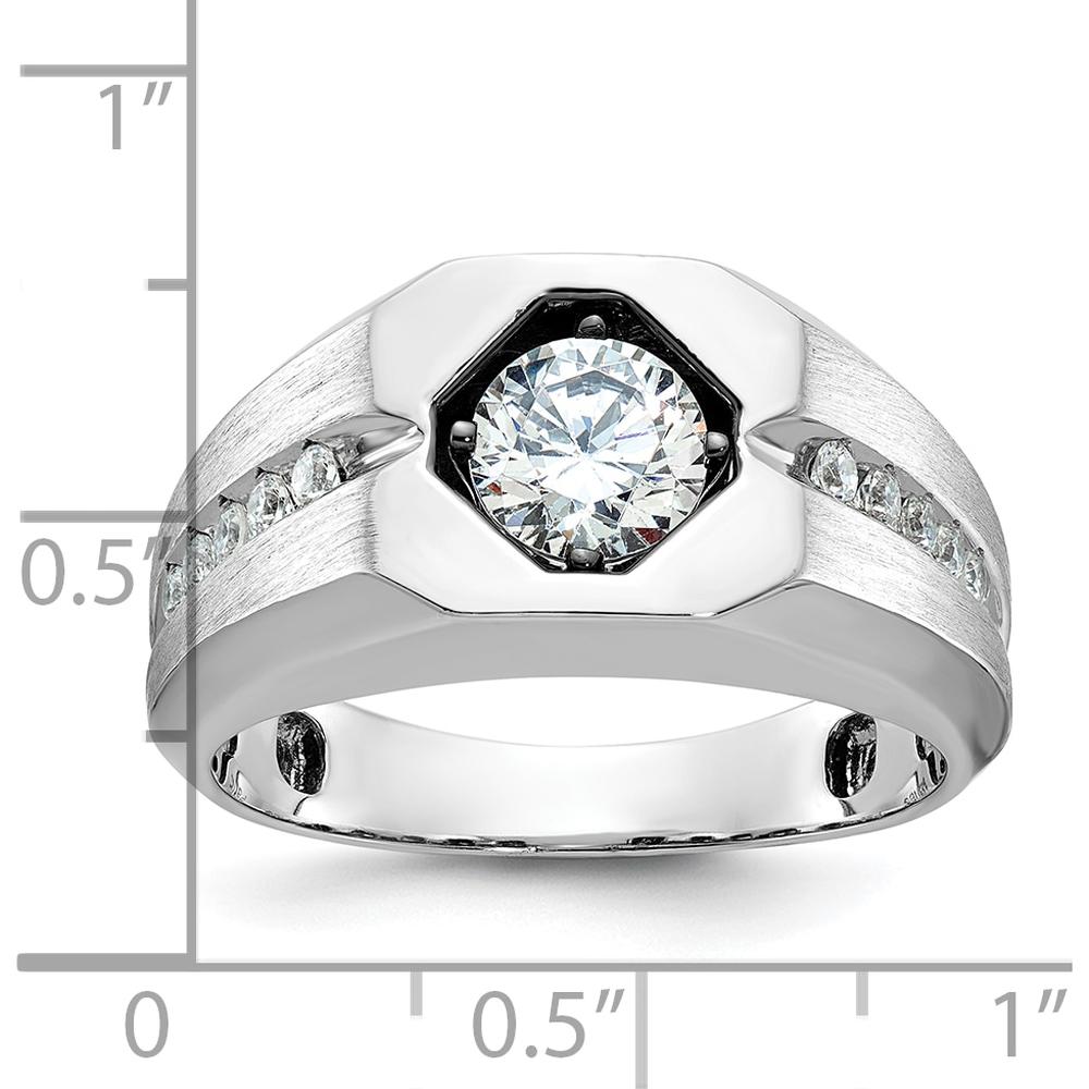14K White Gold Men's Polished and Satin 1/5 Carat Diamond Semi-mount Ring by IBGoodman