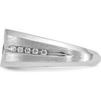 14K White Gold Men's Polished and Satin 1/5 Carat Diamond Semi-mount Ring by IBGoodman