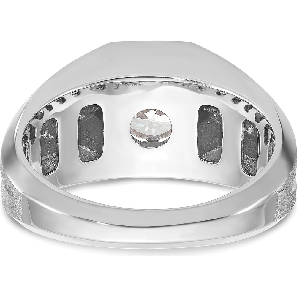14K White Gold Men's Polished and Satin 1/5 Carat Diamond Semi-mount Ring by IBGoodman
