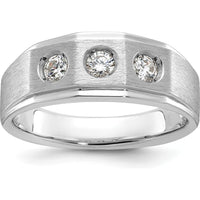 14K White Gold Men's Polished and Satin 3/8 Carat Diamond Complete Ring - 0.384 Carats Total Diamond Weight by IBGoodman