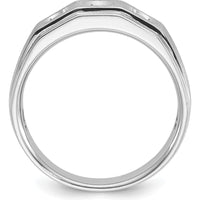 14K White Gold Men's Polished and Satin 3/8 Carat Diamond Complete Ring - 0.384 Carats Total Diamond Weight by IBGoodman