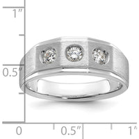 14K White Gold Men's Polished and Satin 3/8 Carat Diamond Complete Ring - 0.384 Carats Total Diamond Weight by IBGoodman