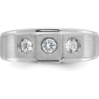 14K White Gold Men's Polished and Satin 3/8 Carat Diamond Complete Ring - 0.384 Carats Total Diamond Weight by IBGoodman