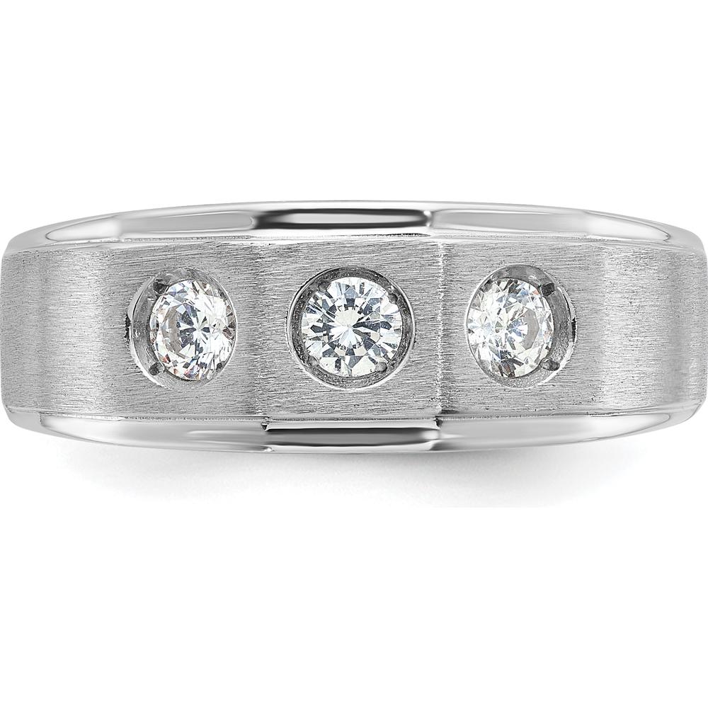 14K White Gold Men's Polished and Satin 3/8 Carat Diamond Complete Ring - 0.384 Carats Total Diamond Weight by IBGoodman