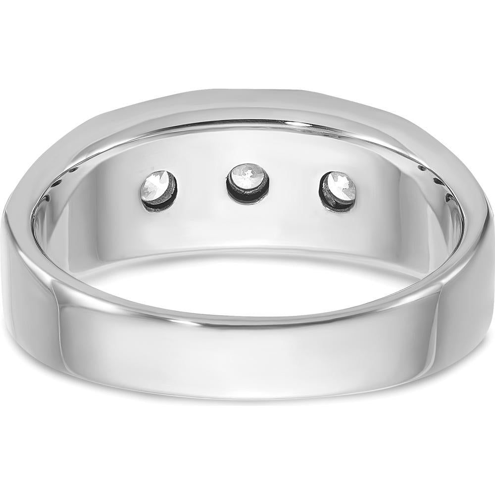 14K White Gold Men's Polished and Satin 3/8 Carat Diamond Complete Ring - 0.384 Carats Total Diamond Weight by IBGoodman
