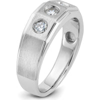14K White Gold Men's Polished and Satin 3/8 Carat Diamond Complete Ring - 0.384 Carats Total Diamond Weight by IBGoodman