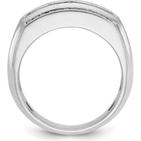 14K White Gold Men's Polished & Satin 3-Row Band Ring Mounting with Rhodium Plating by IBGoodman