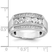 14K White Gold Men's Polished and Satin 3-Row Diamond Ring - 2.12 Carats Total Diamond Weight by IBGoodman