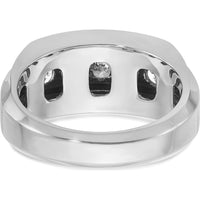 14K White Gold Men's Polished and Satin 3-Row Diamond Ring - 2.12 Carats Total Diamond Weight by IBGoodman