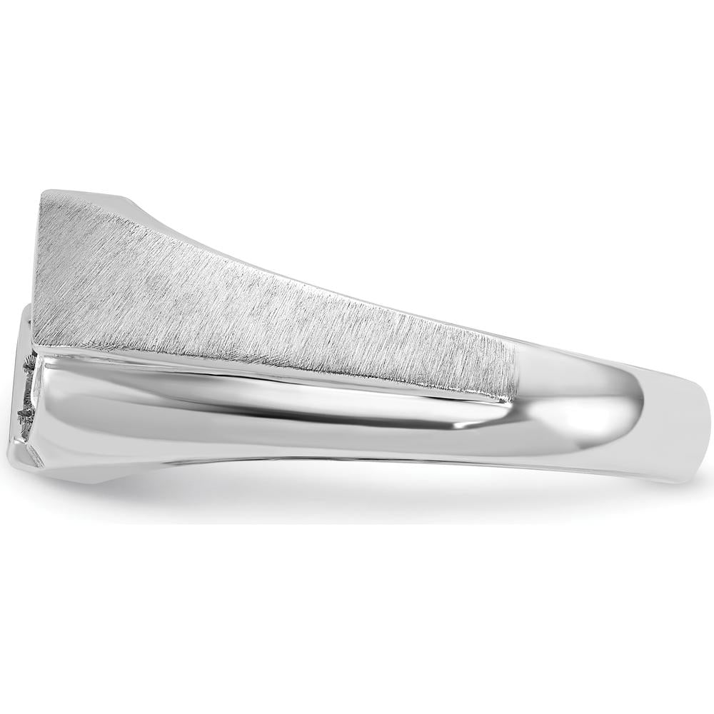 14K White Gold Men's Polished and Satin 3-Stone Diamond Ring - 0.51 Carats Total Diamond Weight by IBGoodman
