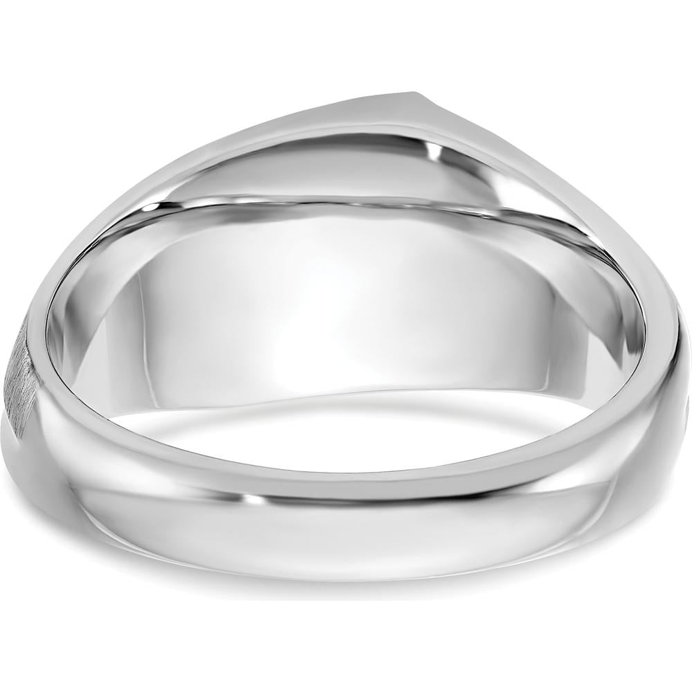 14K White Gold Men's Polished and Satin 3-Stone Diamond Ring - 0.51 Carats Total Diamond Weight by IBGoodman