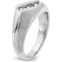 14K White Gold Men's Polished and Satin 3-Stone Diamond Ring - 0.51 Carats Total Diamond Weight by IBGoodman