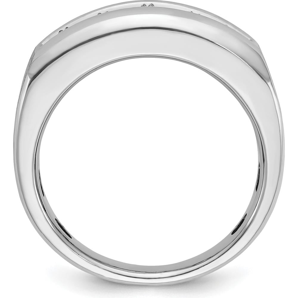 14K White Gold Men's Polished and Satin 5-Stone 1 Carat AA Quality Diamond Ring by IBGoodman