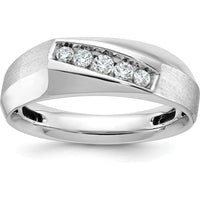 14K White Gold Men's Polished & Satin 5-Stone Diamond Ring Mounting by IBGoodman