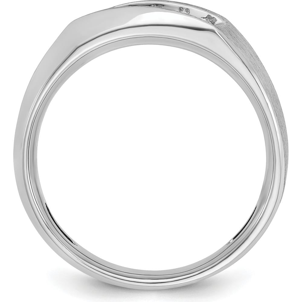 14K White Gold Men's Polished & Satin 5-Stone Diamond Ring Mounting by IBGoodman