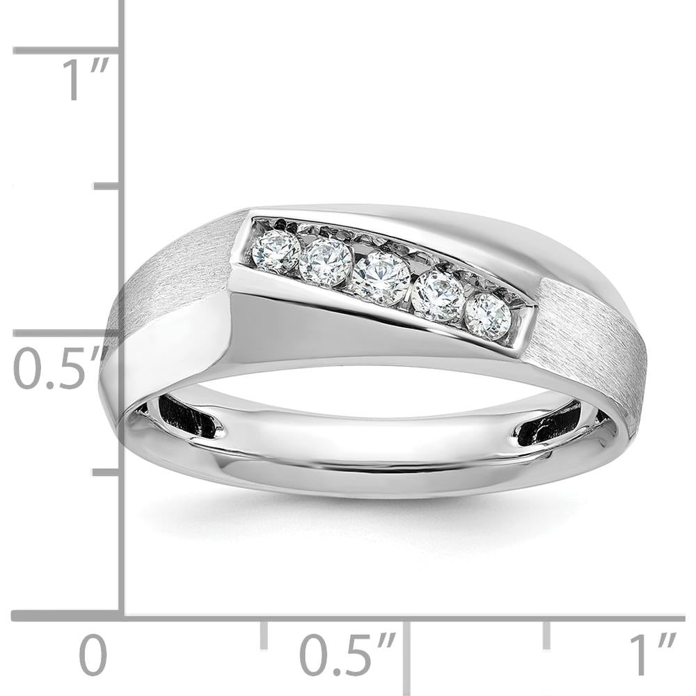 14K White Gold Men's Polished & Satin 5-Stone Diamond Ring Mounting by IBGoodman