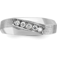 14K White Gold Men's Polished & Satin 5-Stone Diamond Ring Mounting by IBGoodman