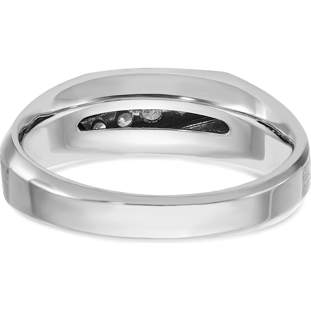 14K White Gold Men's Polished & Satin 5-Stone Diamond Ring Mounting by IBGoodman