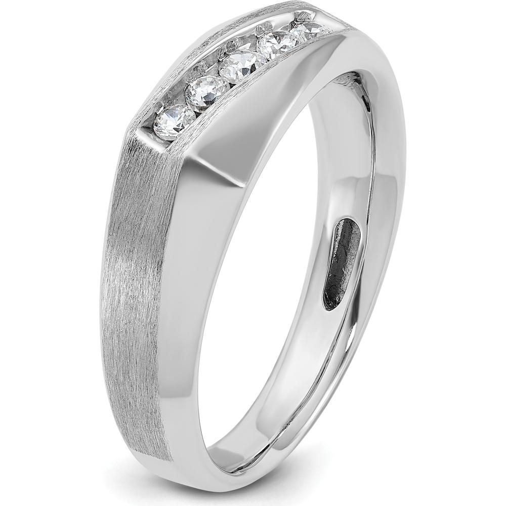 14K White Gold Men's Polished & Satin 5-Stone Diamond Ring Mounting by IBGoodman